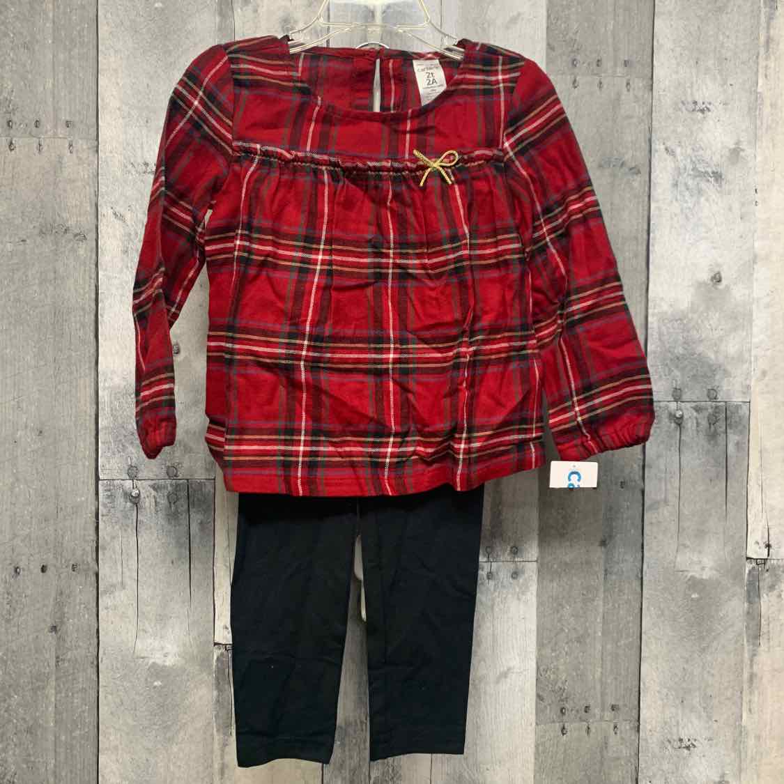 Size 2T Red Plaid Carter's Shirt/Pants