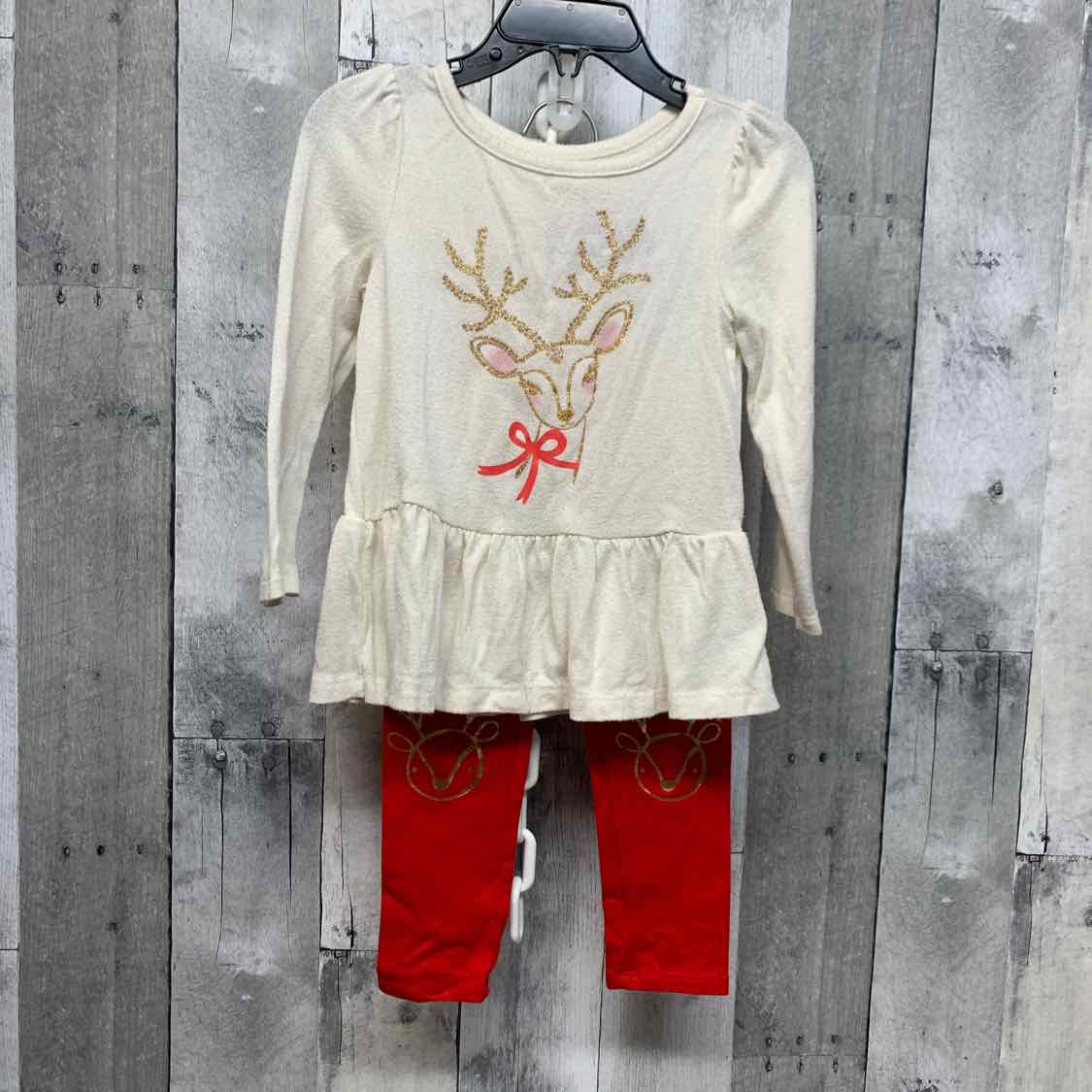 Size 2T Red/White Cat & Jack Shirt/Leggings