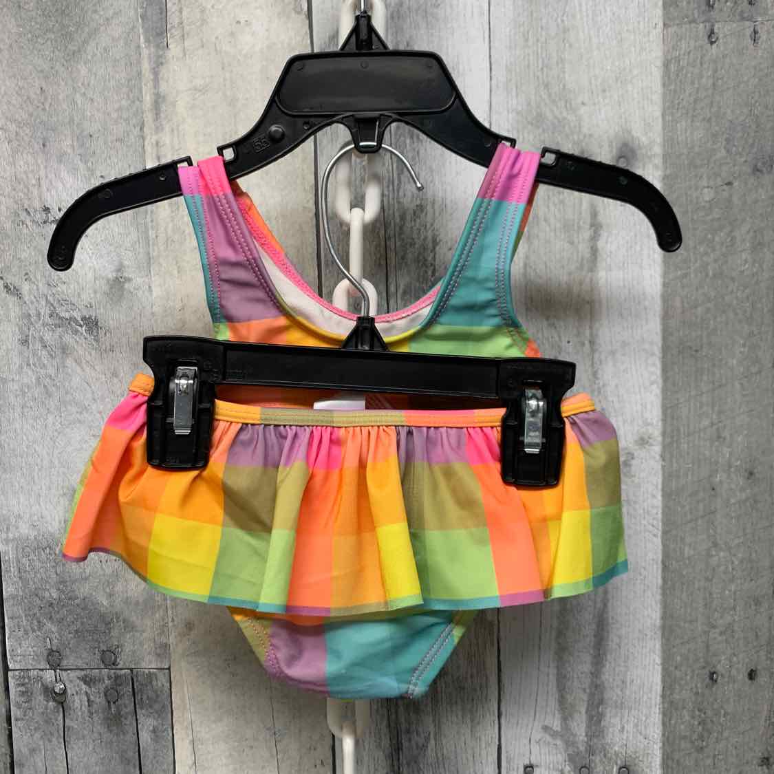 Size 12 Months Orange/Green Cat & Jack Swim Suit - 2pc+