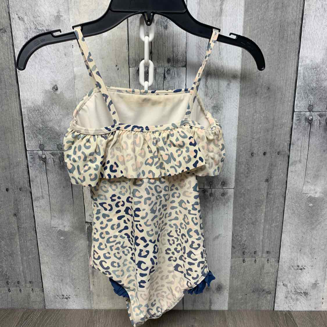 Size 6 Tan Animal Print Ruffle Butts Swim Suit - 1pc