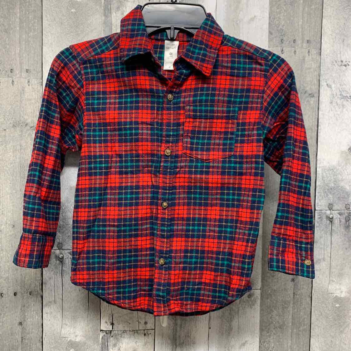 Size 4T Red/Navy Carter's LS Button Up