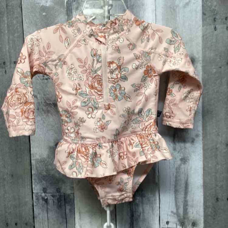 Size 6-9 Months Pink Floral Print Modern Moments by Gerber Swim Suit - 1pc