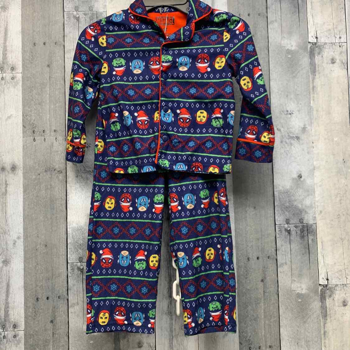 Size 4T Navy Print Marvel 2pc PJs