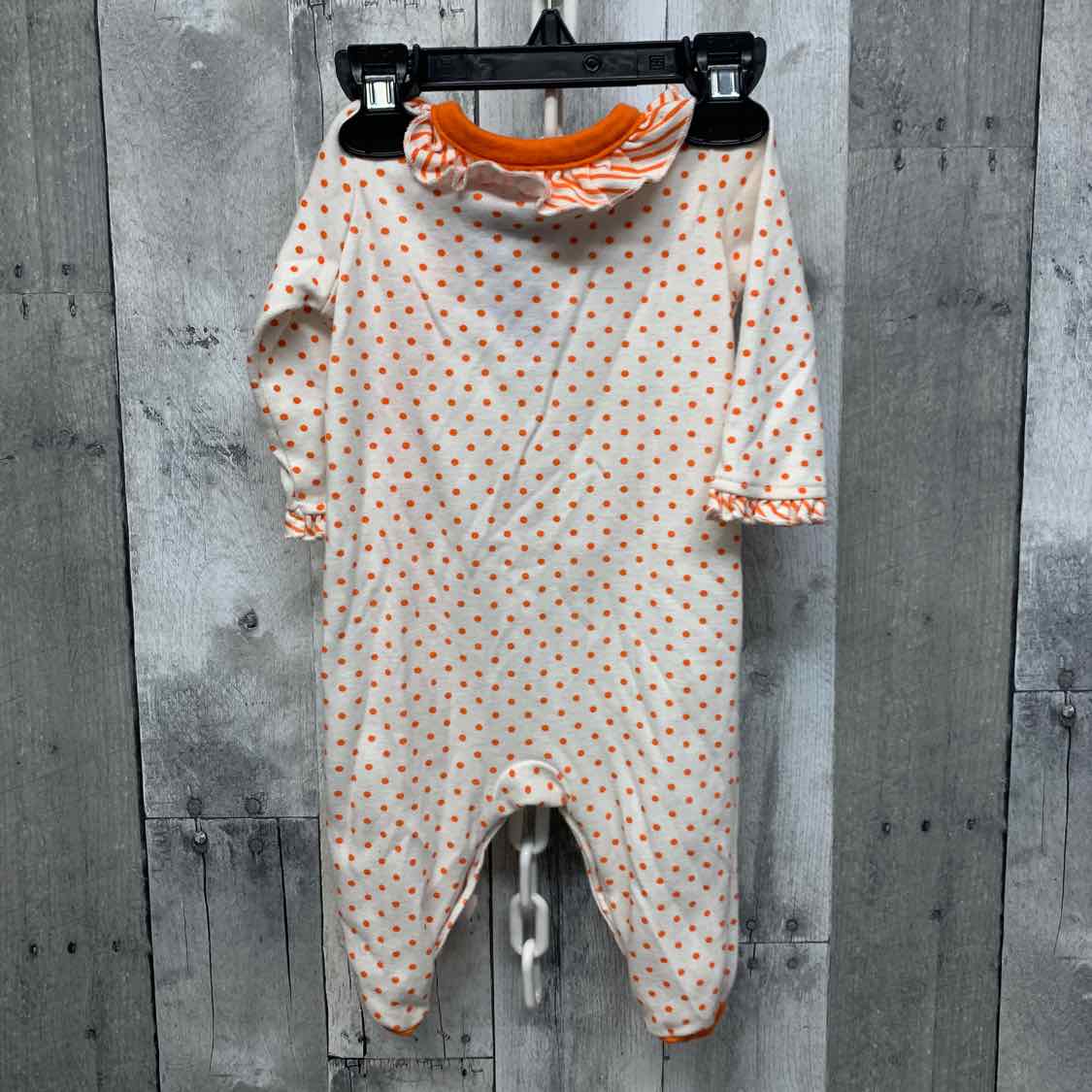 Size 3 Months White/Orange Baby Essentials Footy PJs