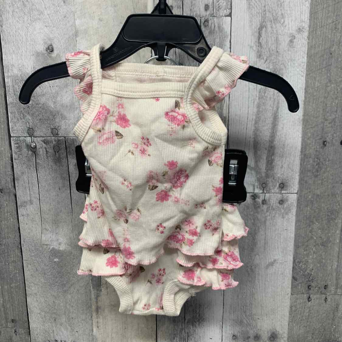 Size 0-3 Months White/Purple B Brand Shirt/Shorts