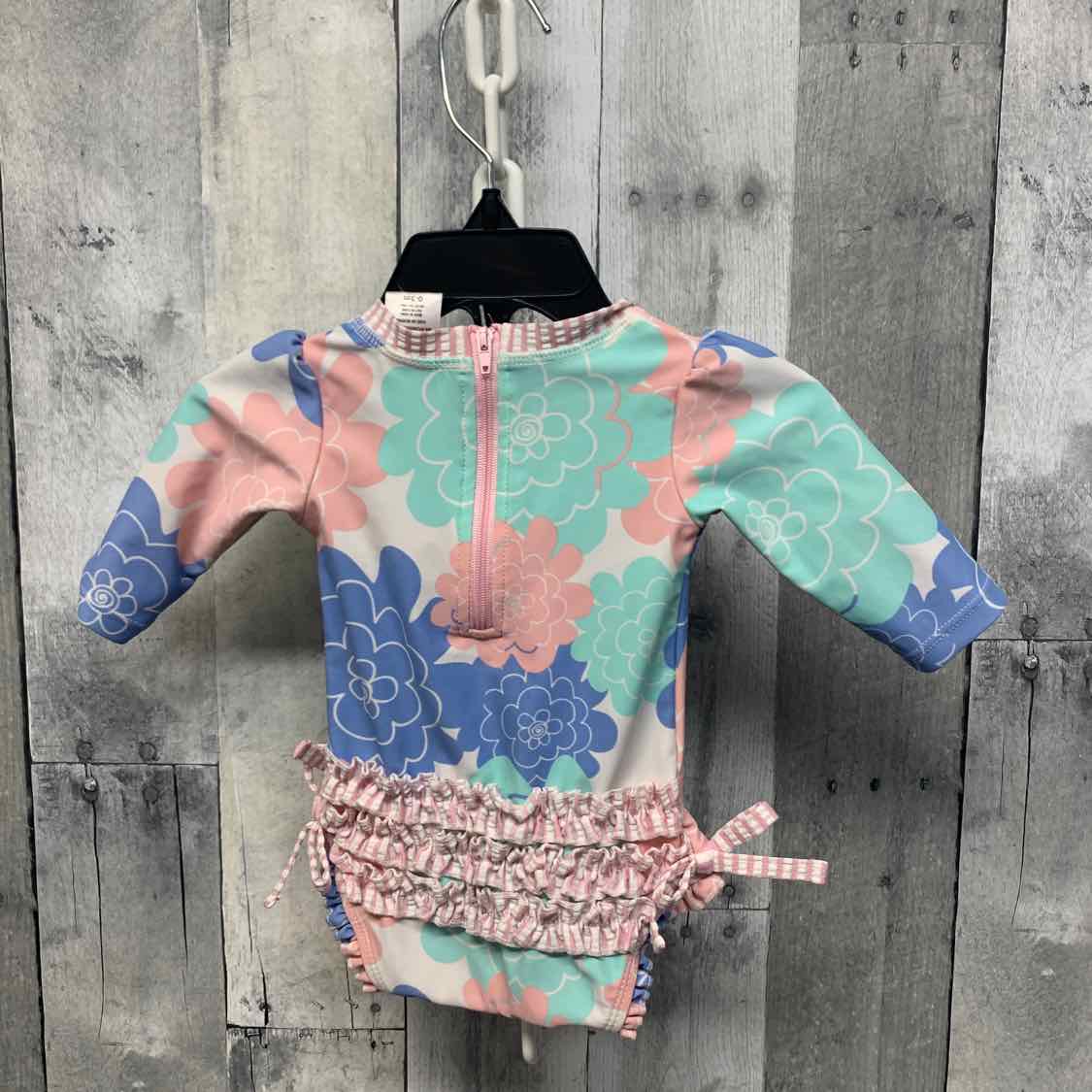 Size 0-3 Months Pink/Blue Ruffle Butts Swim Suit - 1pc