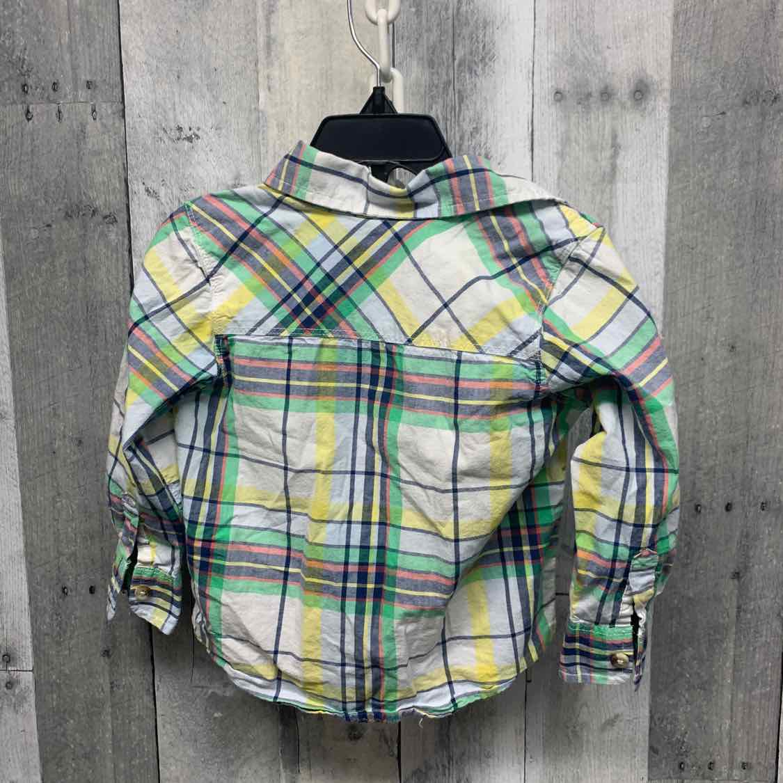 Size 2T Yellow/Green Old Navy LS Button Up