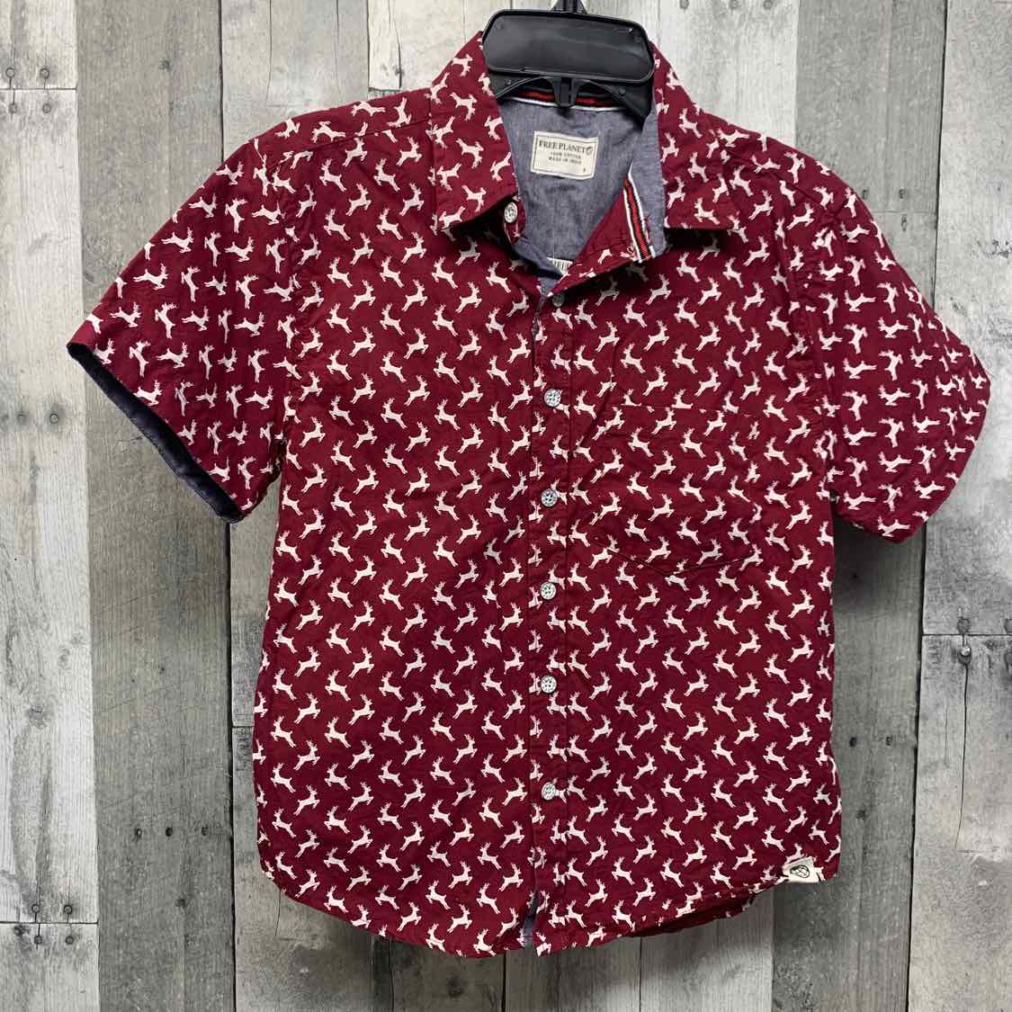 Size 8 Burgundy/White Free Planet Button Up