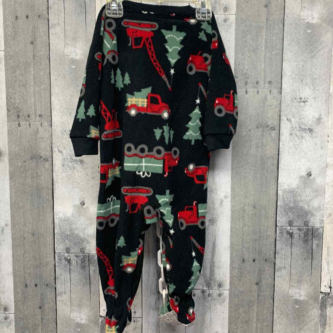 Size 12 Months Black Print Child of Mine Footy PJs
