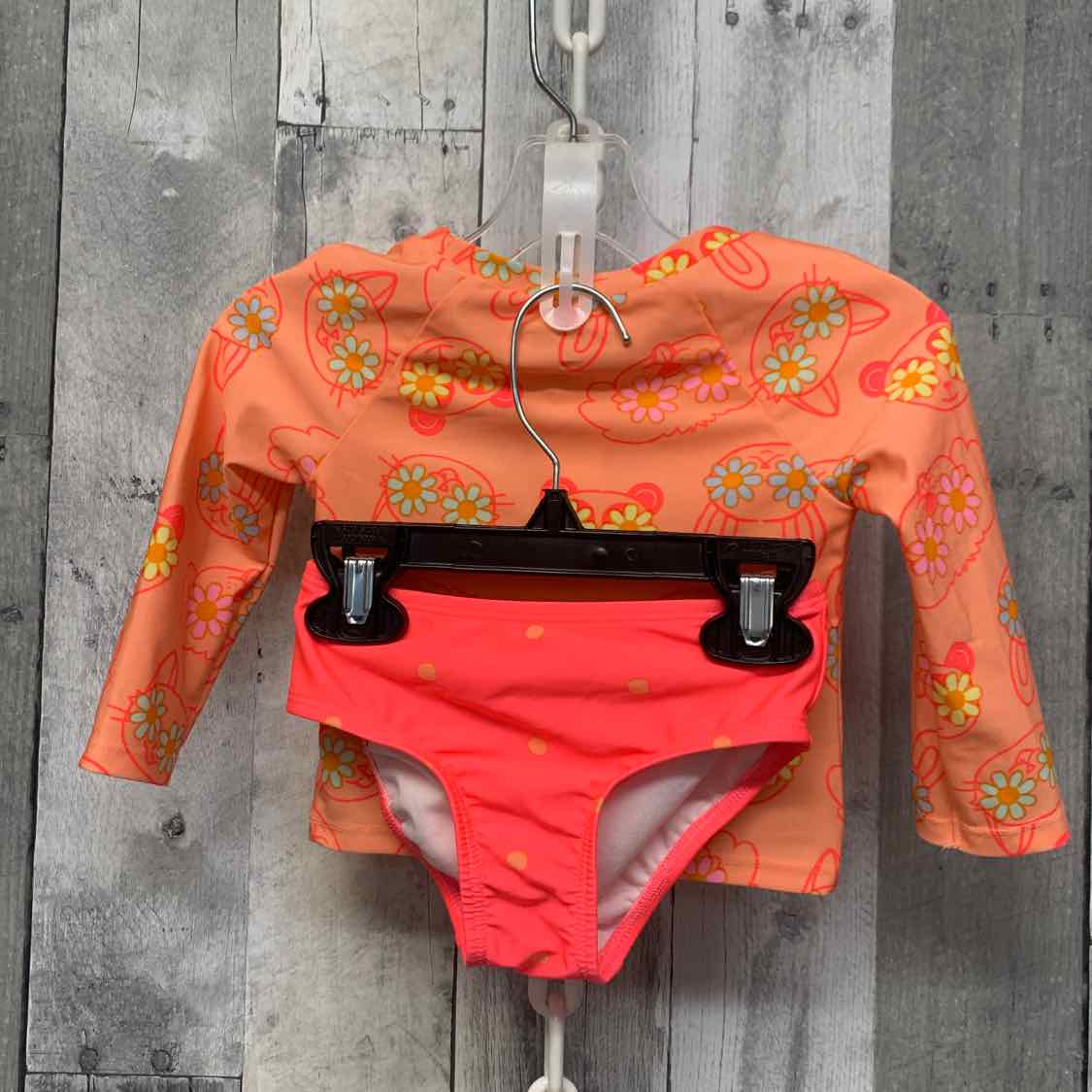 Size 18 Months Orange/Pink Cat & Jack Swim Suit - 2pc+
