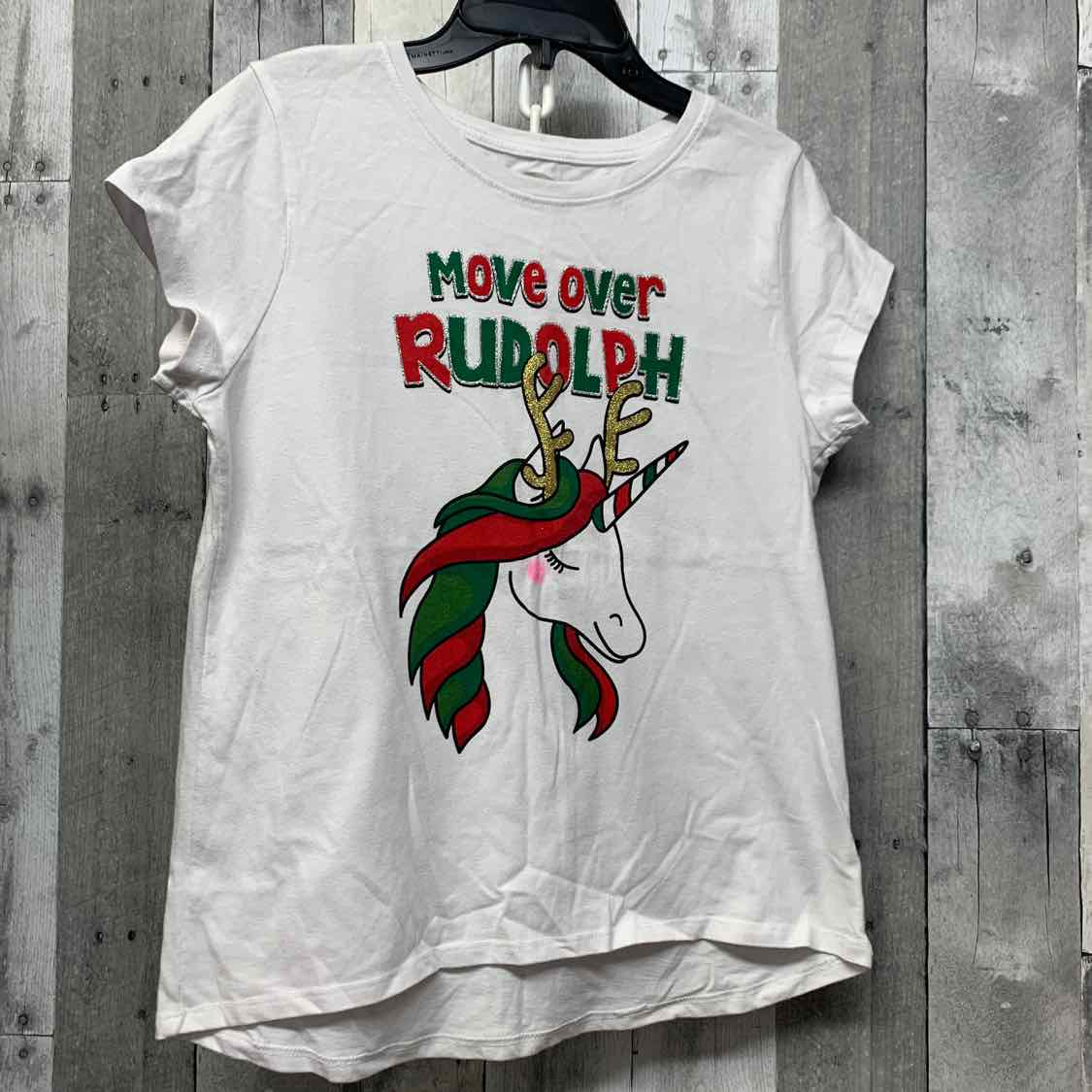 Size 14/16 White Print Holiday Brands T Shirt