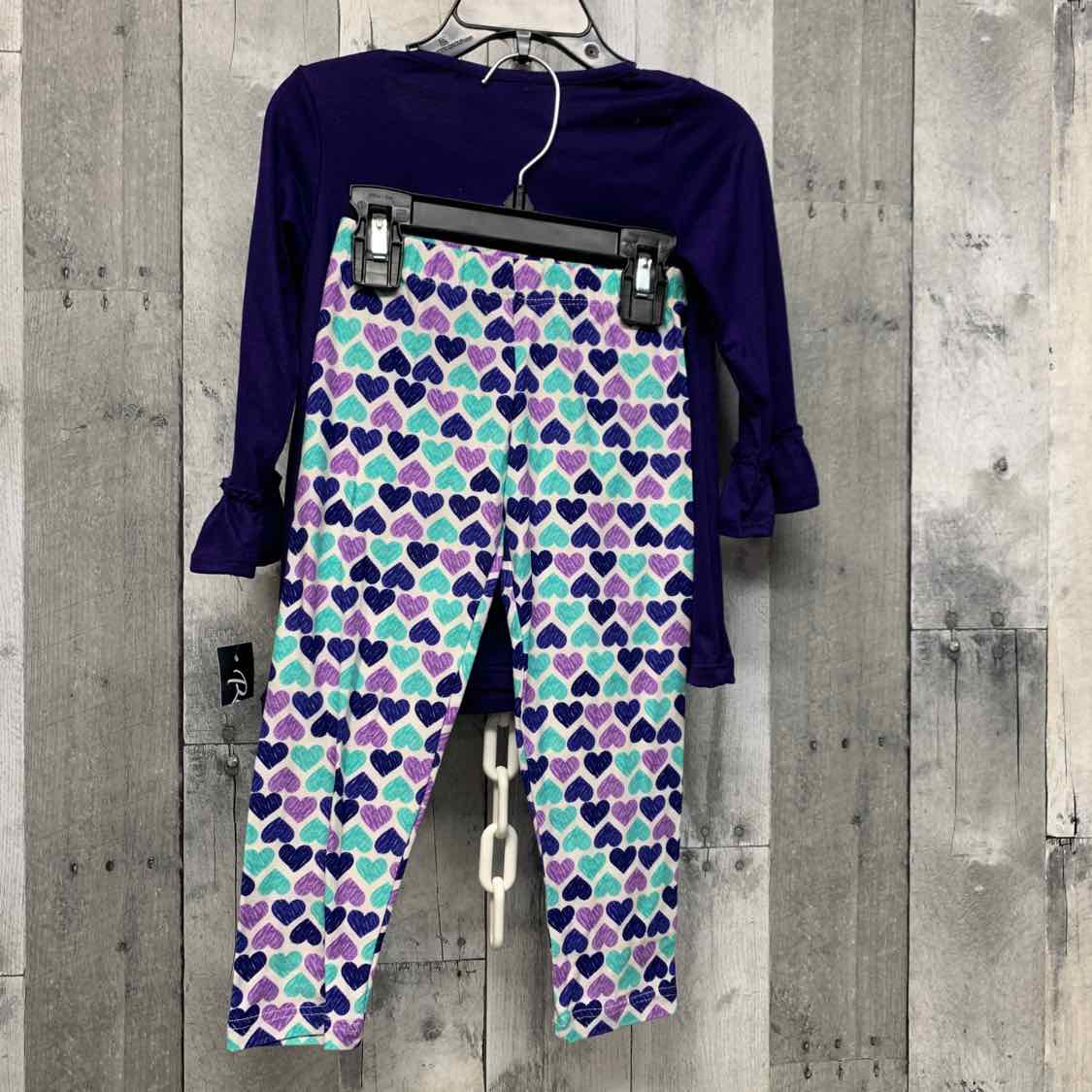 Size 2T Purple/White Rare Too Shirt/Leggings