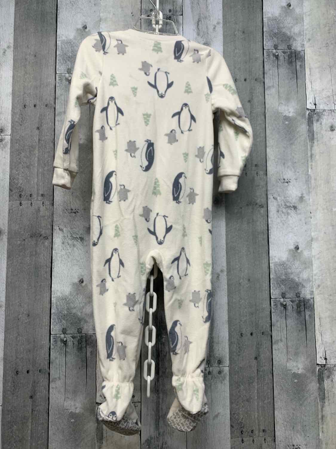 Size 2T White Print Child of Mine Footy PJs