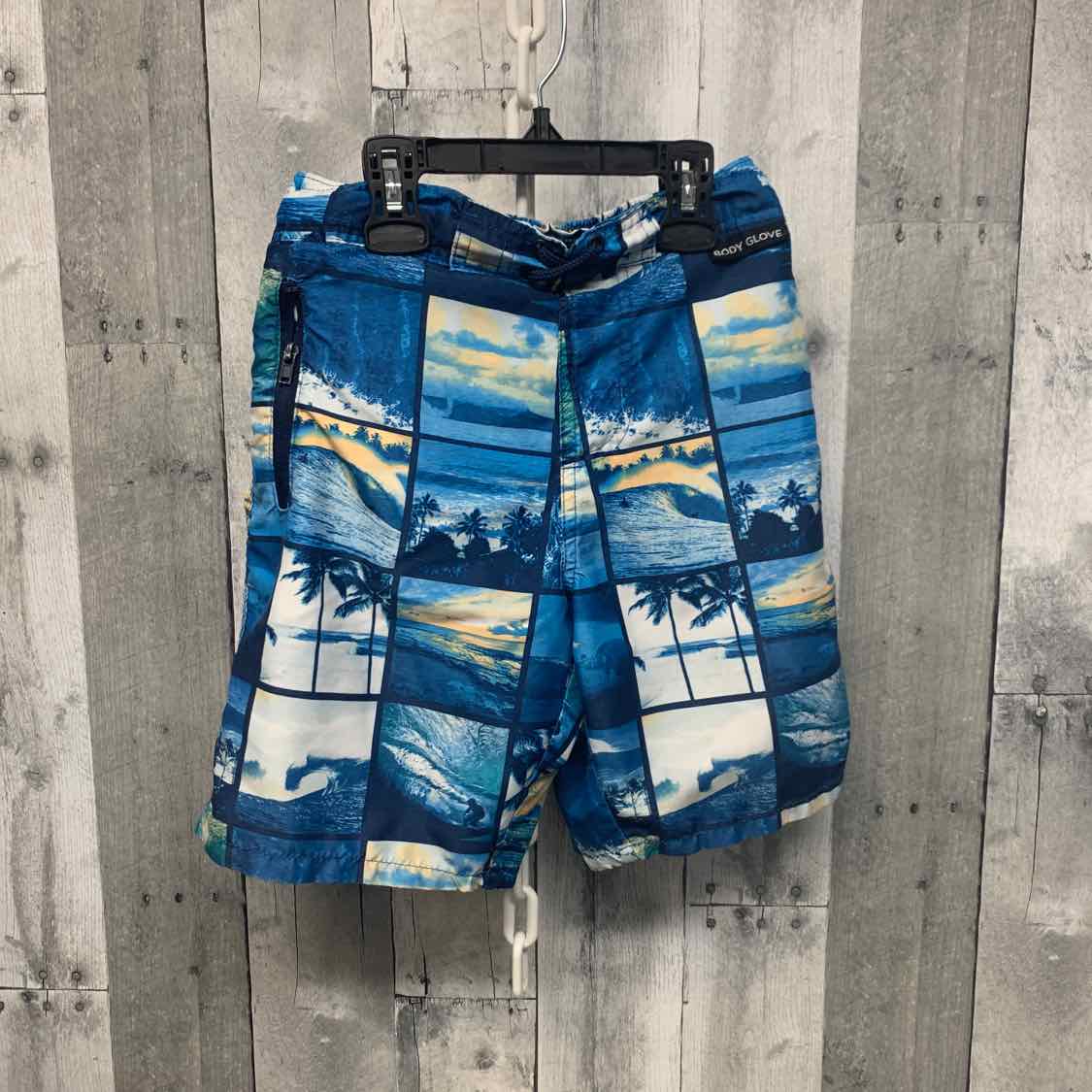Size 8 Blue Print Body Glove Swim Trunks