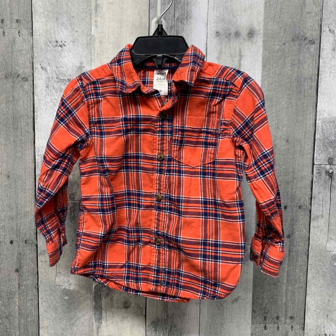 Size 24 Months Pink/Blue Carter's LS Button Up