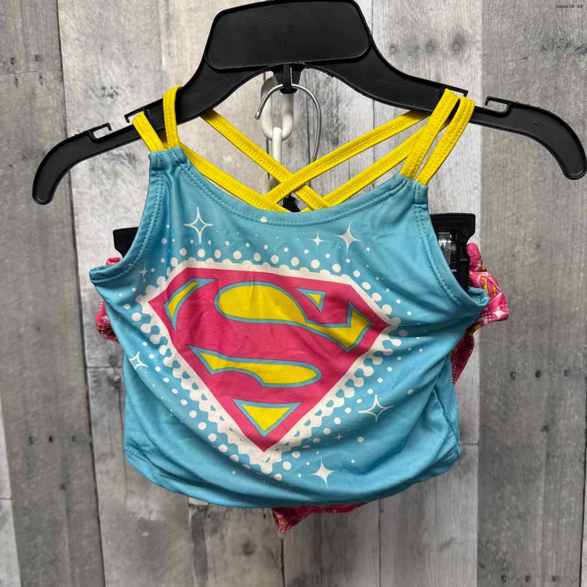 Size 7/8 Blue/Pink Superman Swim Suit - 2pc+ - OodlesCB