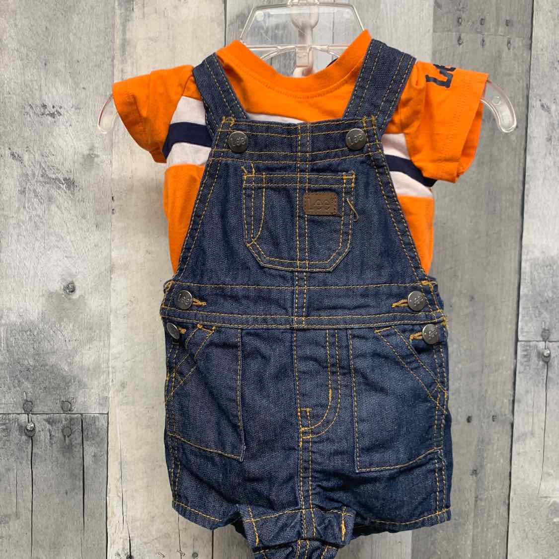 Size 0-3 Months Denim/Orange Lee Shirt/Pants