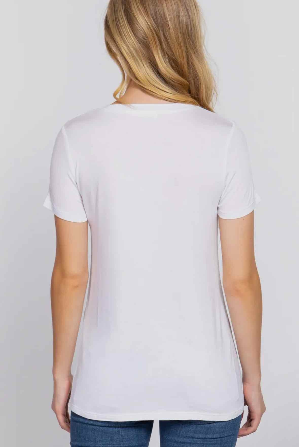 Short Sleeve V Neck W/ Pocket Jersey Top