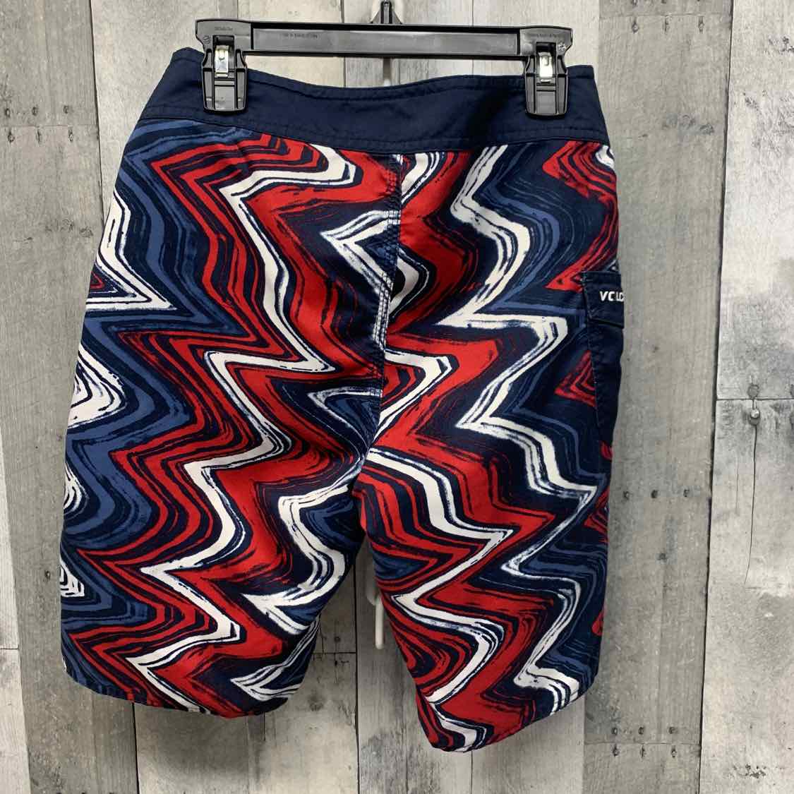 Size 12/14 Navy/Red Volcom Swim Trunks