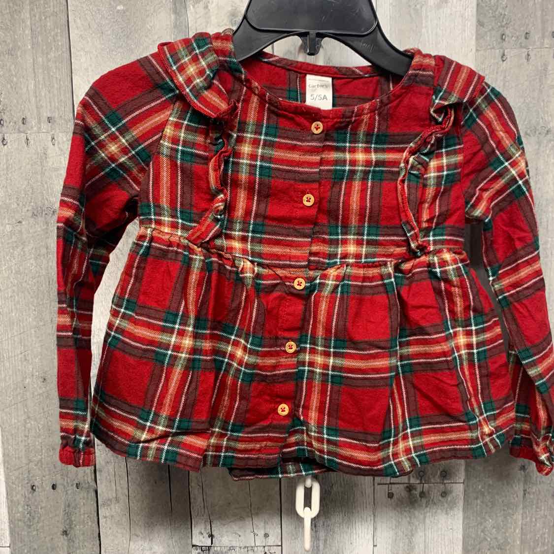 Size 5 Red Plaid Carter's Long Sleeve Shirt