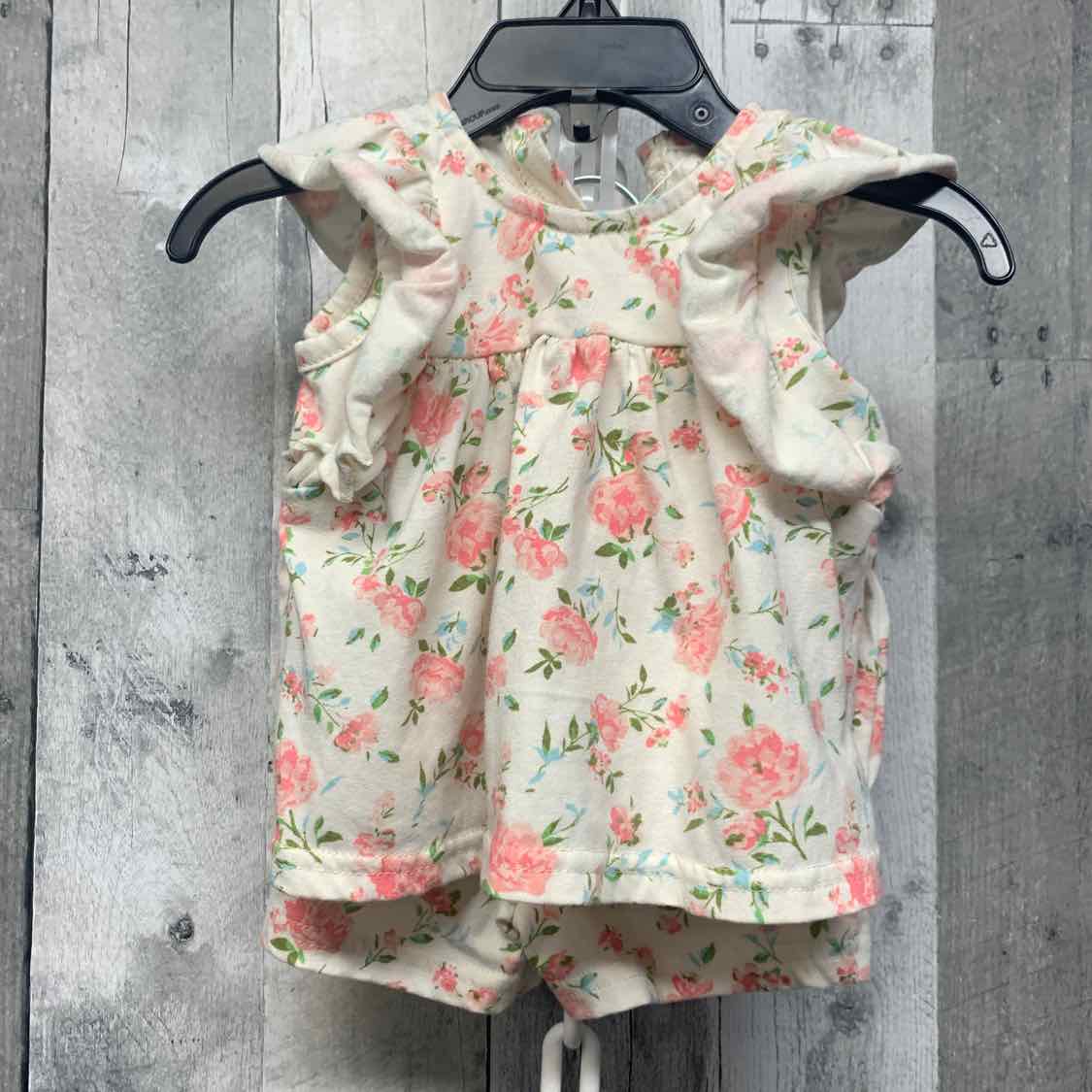 Size 3-6 Months Pink Floral Print Laura Ashley Shirt/Shorts - OodlesCB