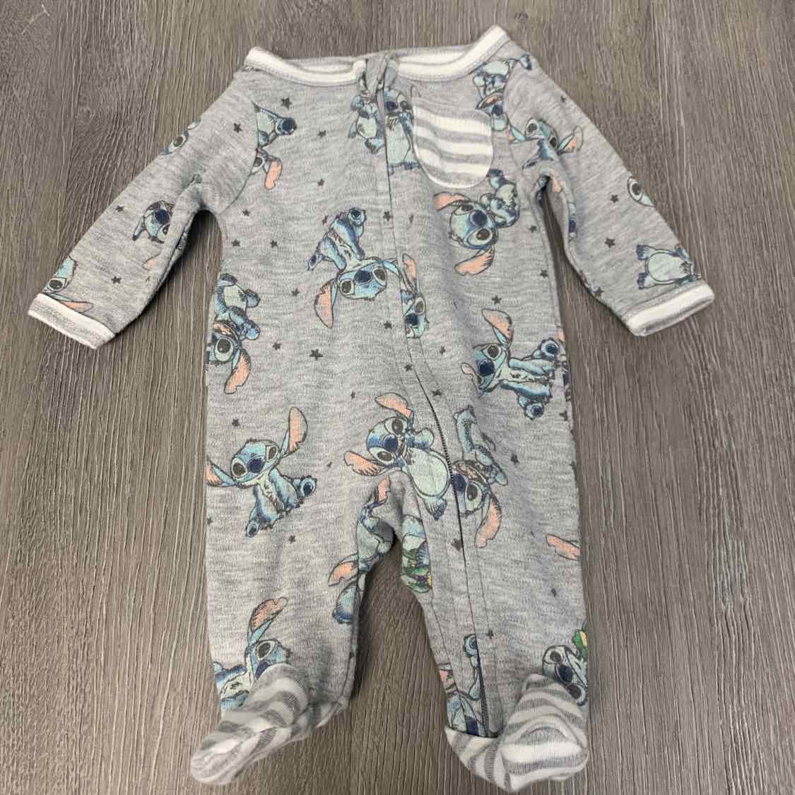 Size Preemie Gray Print Disney Footy PJs
