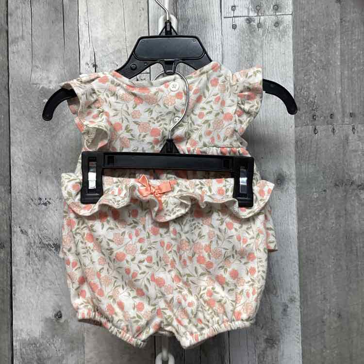 Size 0-3 Months White Floral Print Nicole Miller Shirt/Shorts - OodlesCB