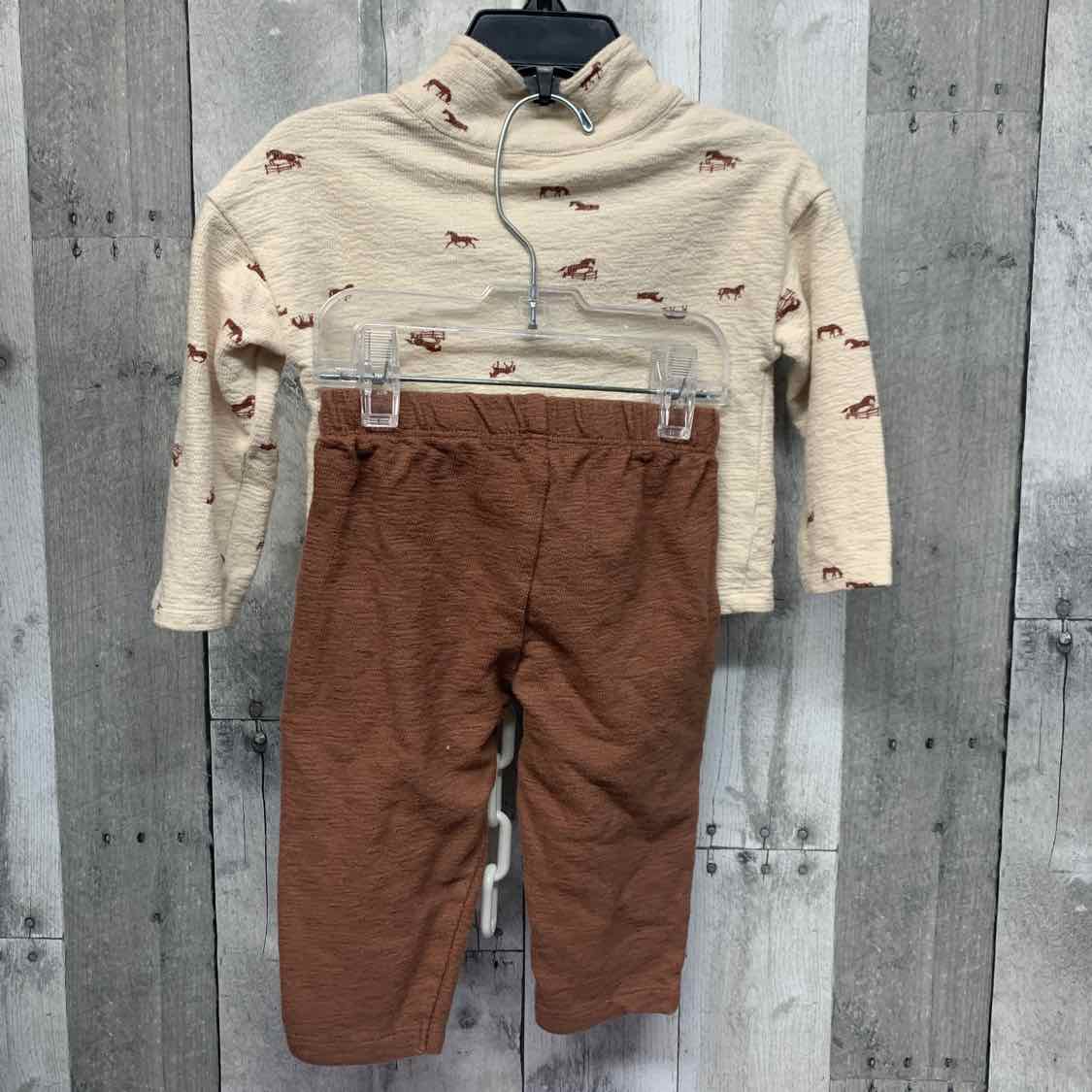 Size 12 Months Ivory/Brown Modern Moments by Gerber Shirt/Pants