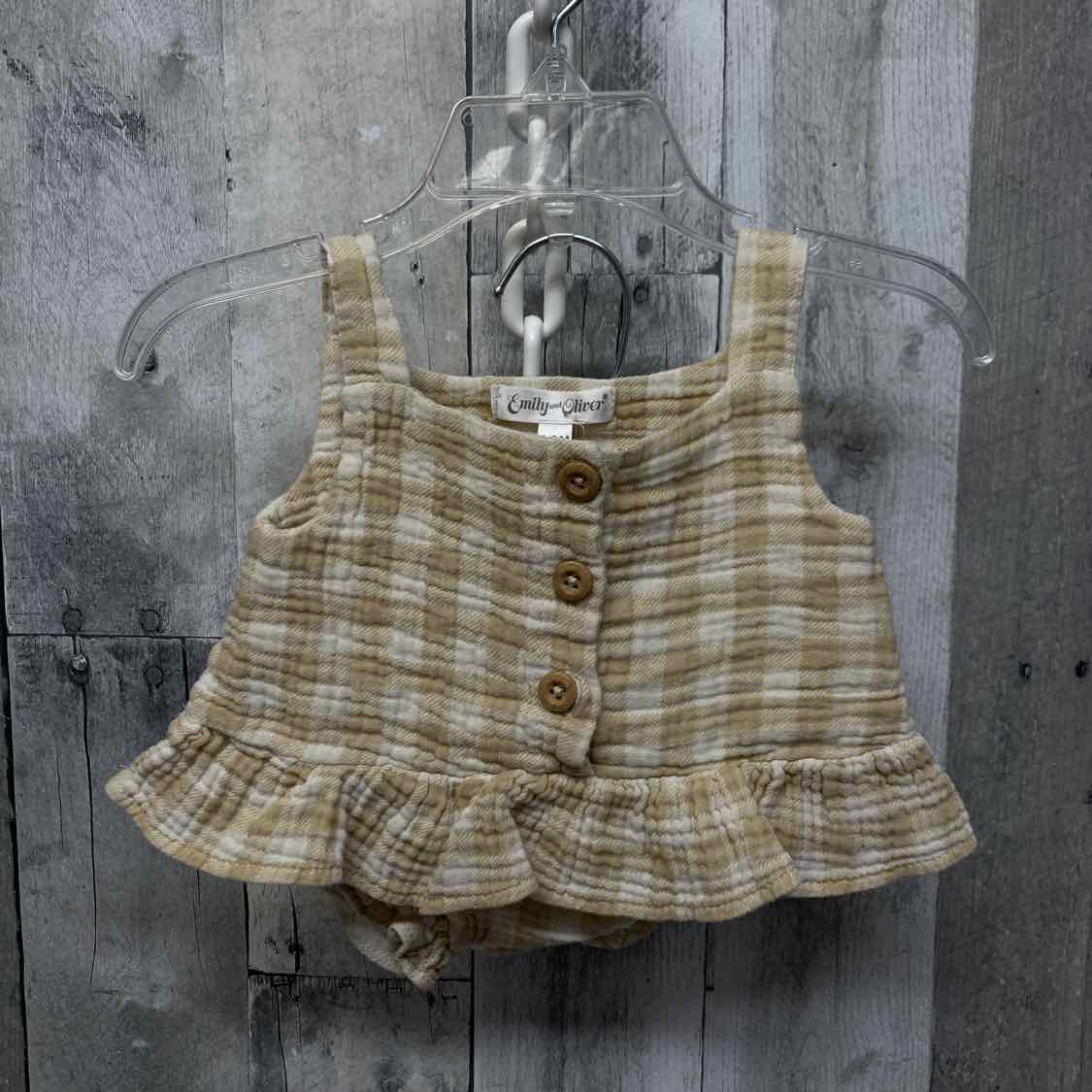 Size 6-9 Months Tan Plaid B Brand Shirt/Shorts