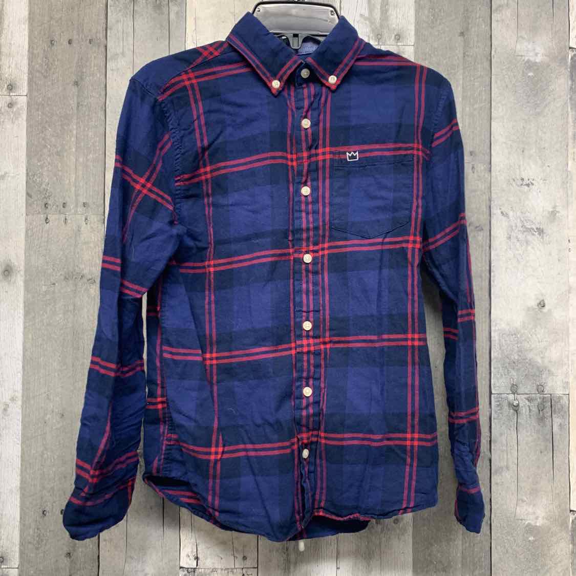 Size Medium Navy/Red Crown & Ivy LS Button Up