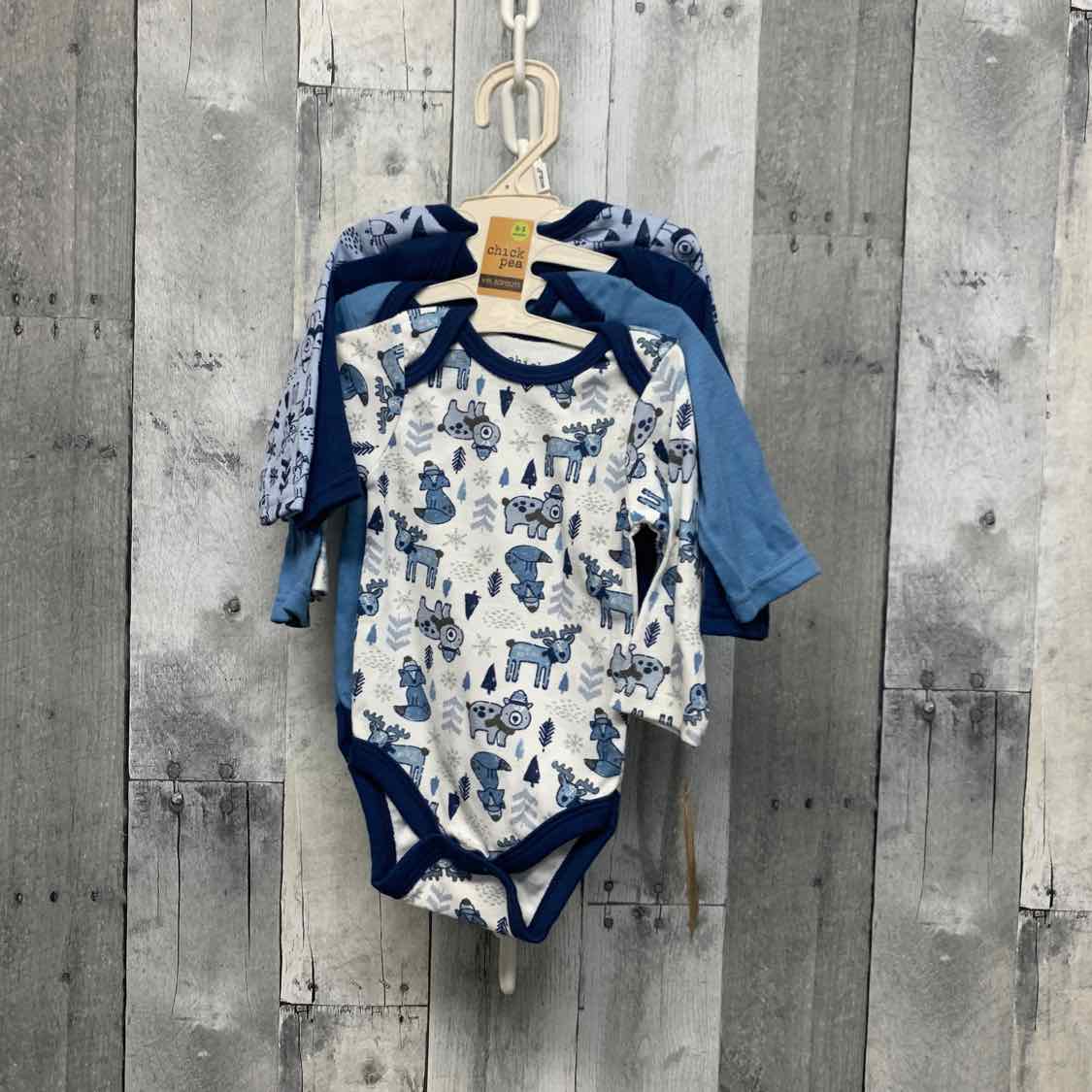 Size 0-3 Months Blue/White Chick Pea Bodysuit