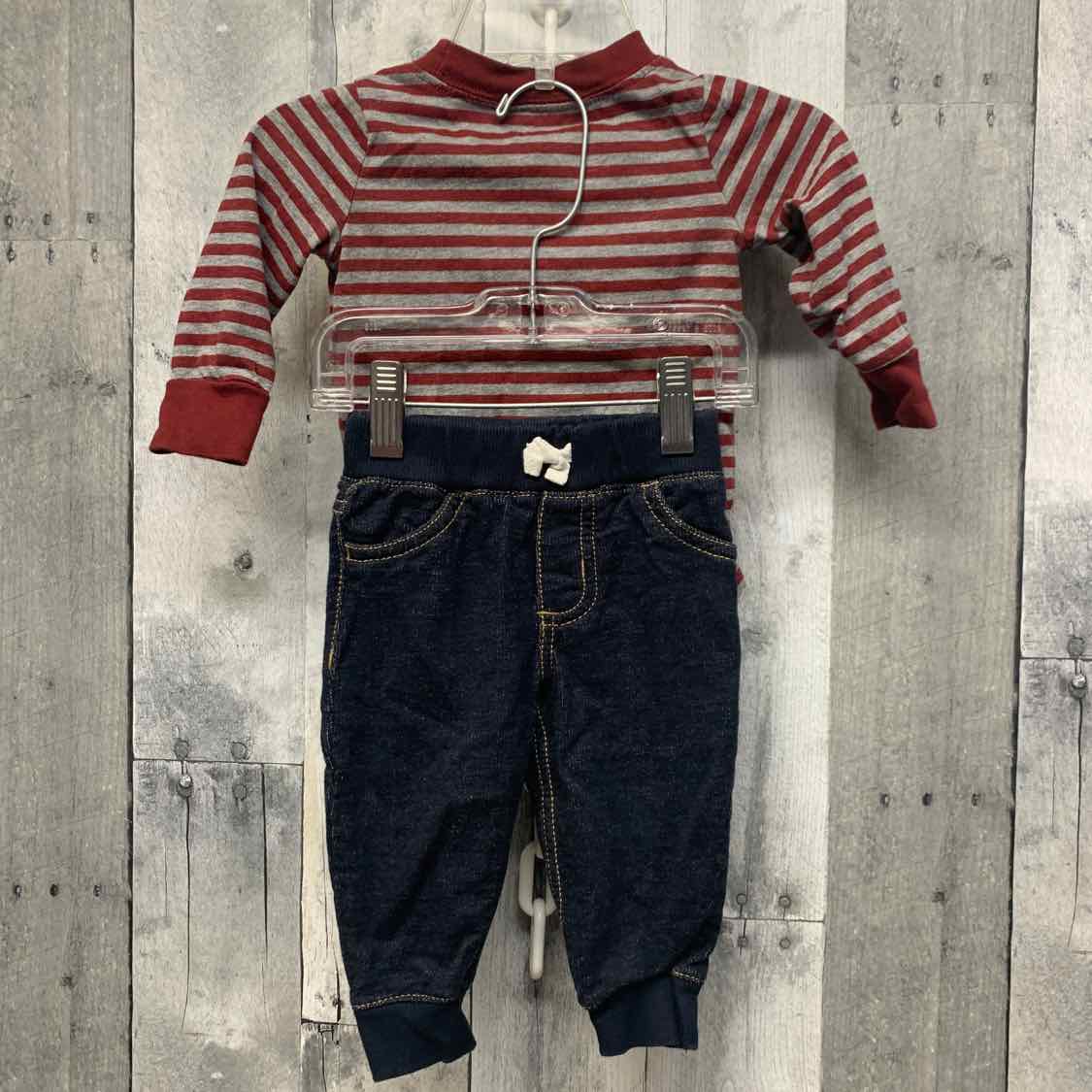Size 6 Months Denim/Red Carter's Shirt/Pants