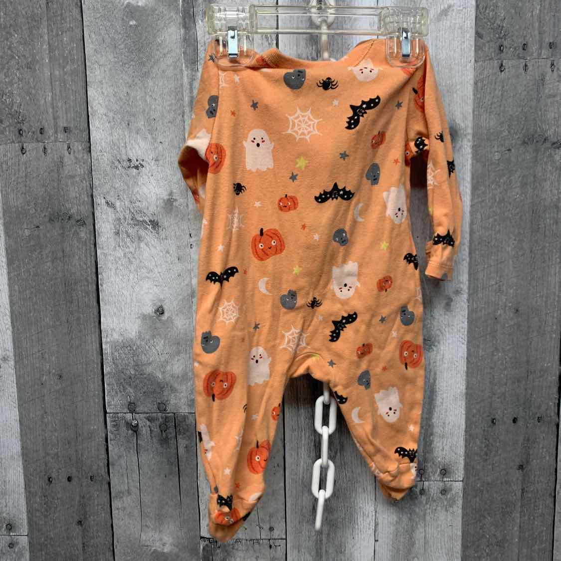 Size 0-3 Months Orange Print Old Navy Footy PJs