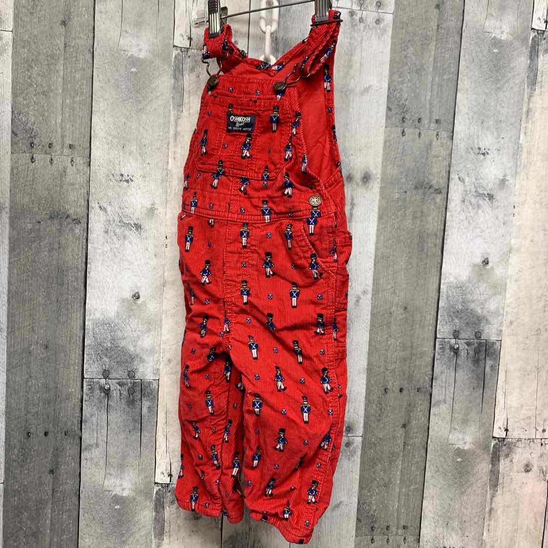 Size 18 Months Red Print Osh Kosh Overalls