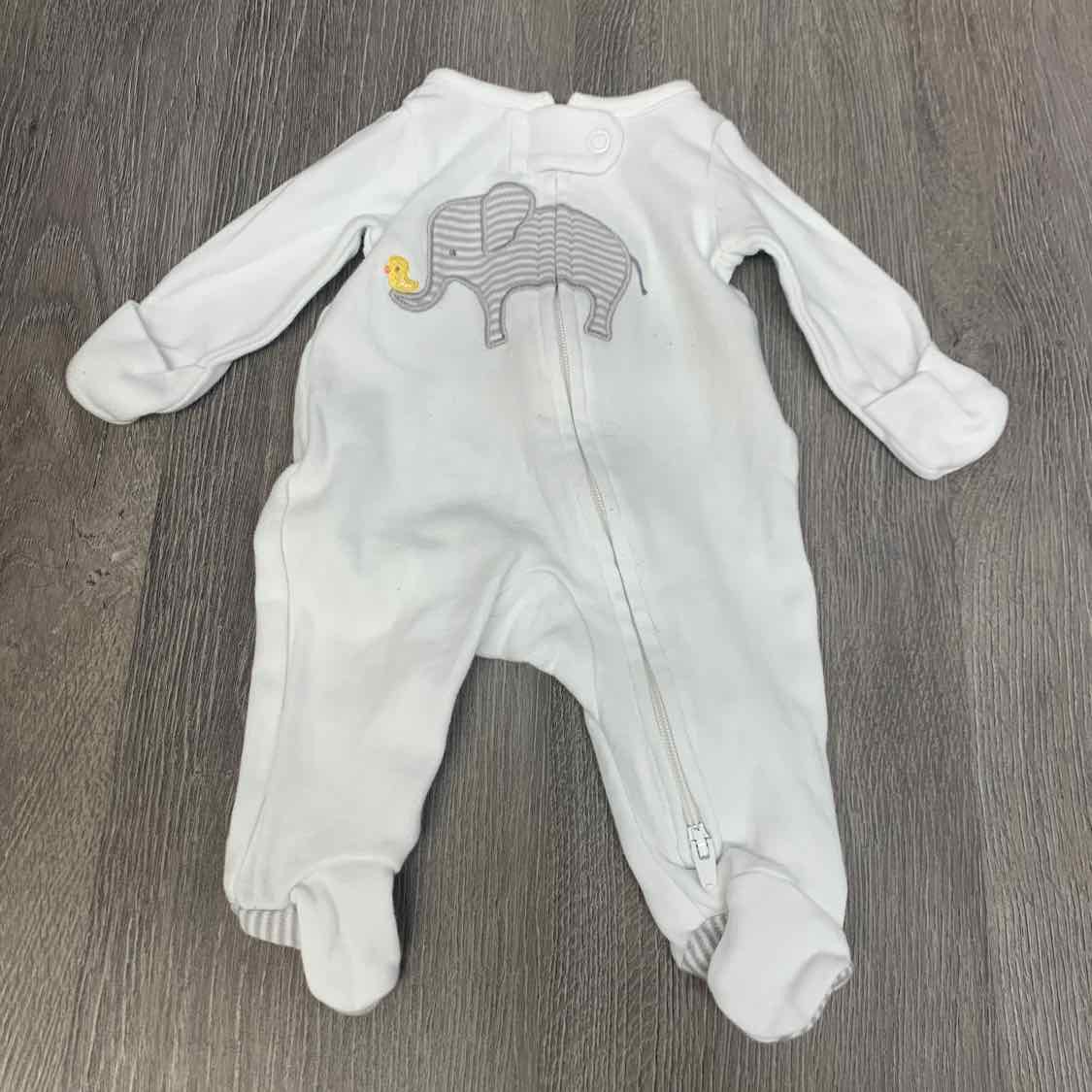 Size Preemie White/Gray Simple Joys Footy PJs