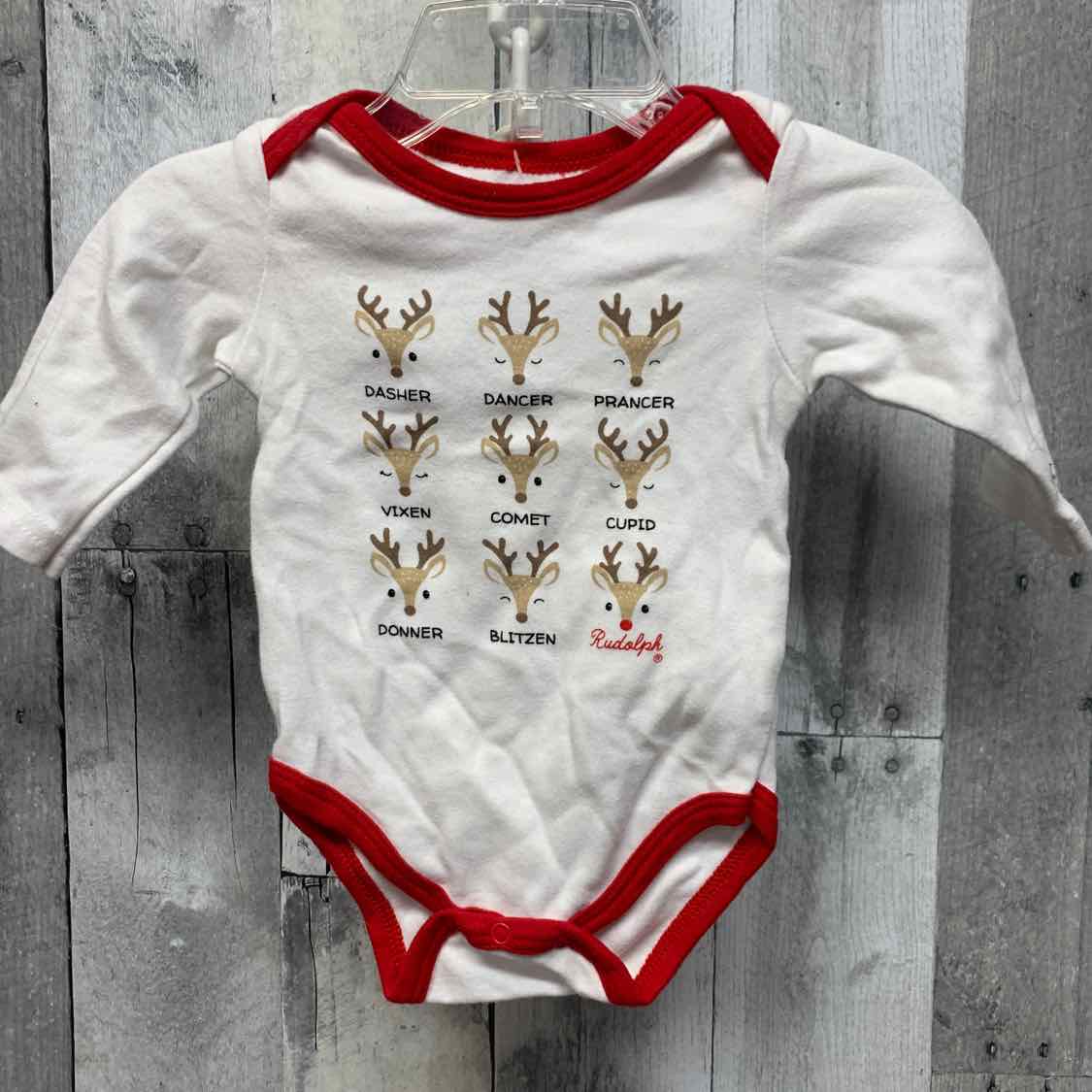 Size 0-3 Months White/Red Holiday Brands Bodysuit
