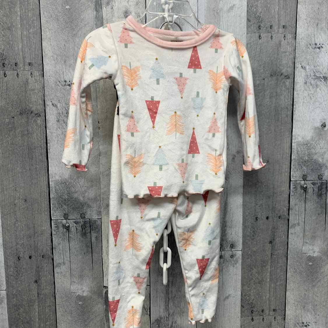 Size 12 Months White/Pink B Brand 2pc PJs