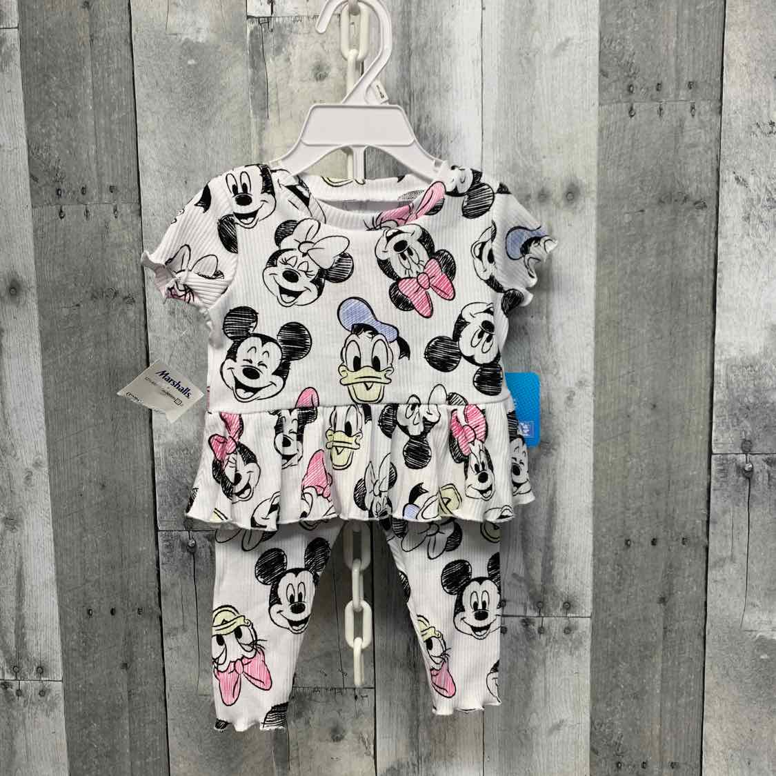 Size 3-6 Months White Print Disney Shirt/Pants