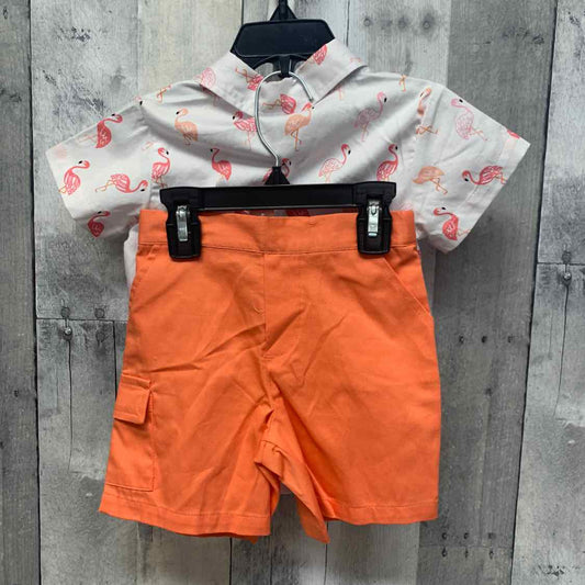 Size 2T White/Orange Goodlad Shirt/Shorts