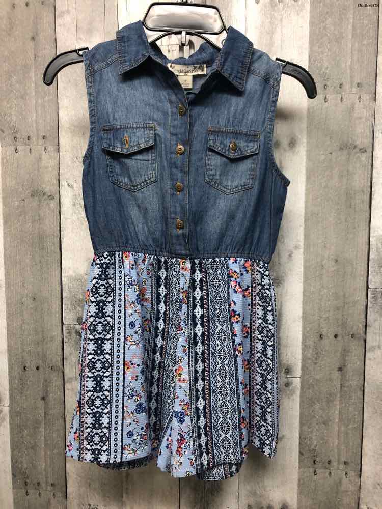 Size 7 Denim Graphic Knit Works Romper