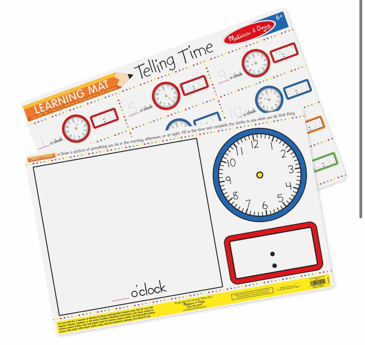 Melissa & Doug Telling Time Write-A-Mat
