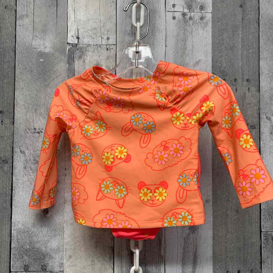 Size 18 Months Orange/Pink Cat & Jack Swim Suit - 2pc+