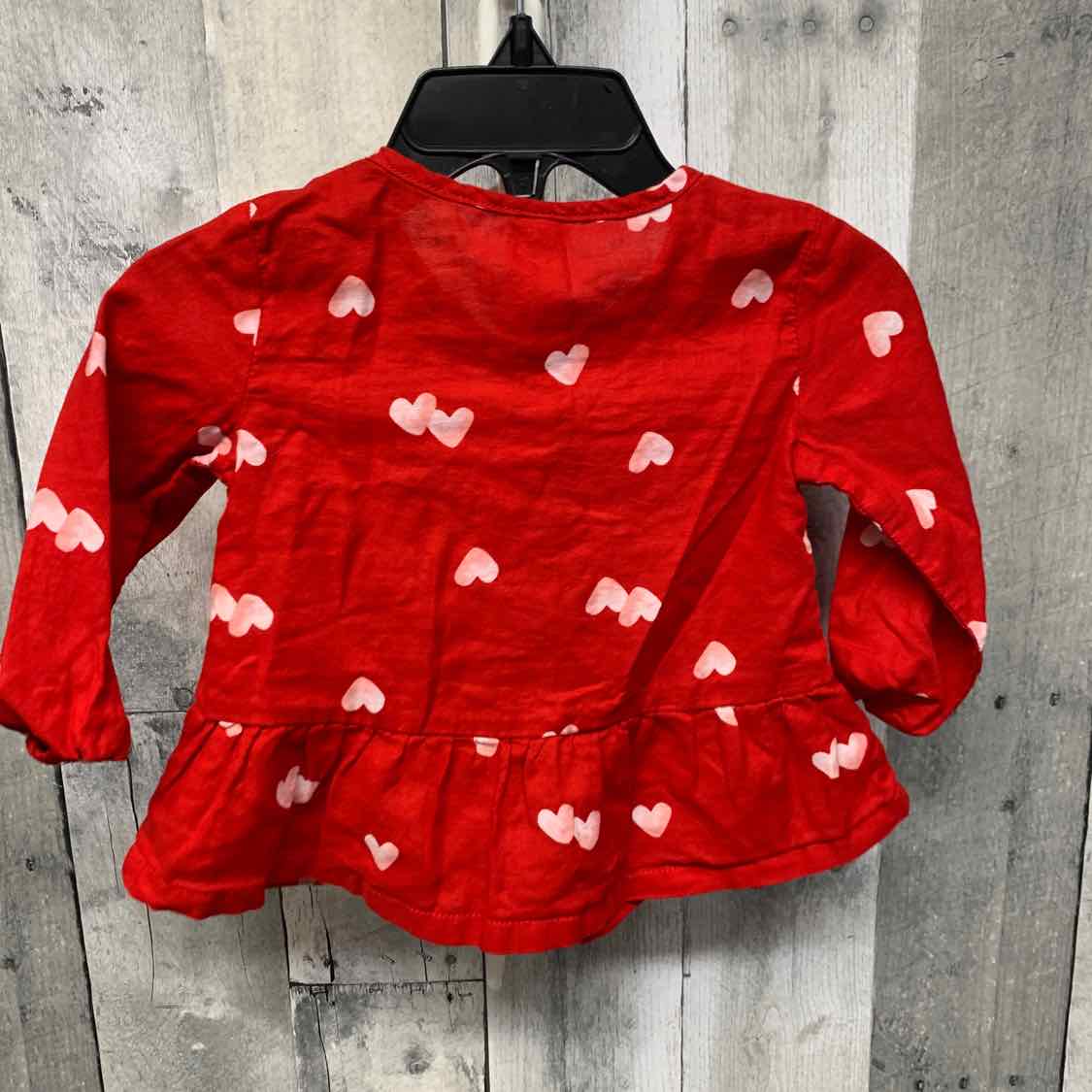 Size 9 Months Red Print Carter's Long Sleeve Shirt