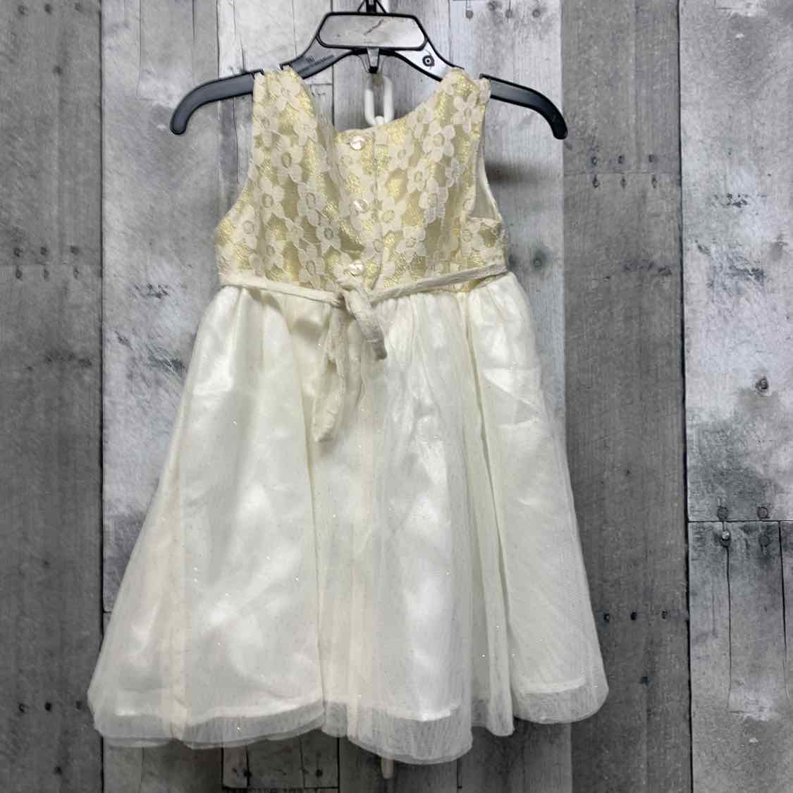 Size 24 Months Gold/White Sweet Heart Rose Dress - Party