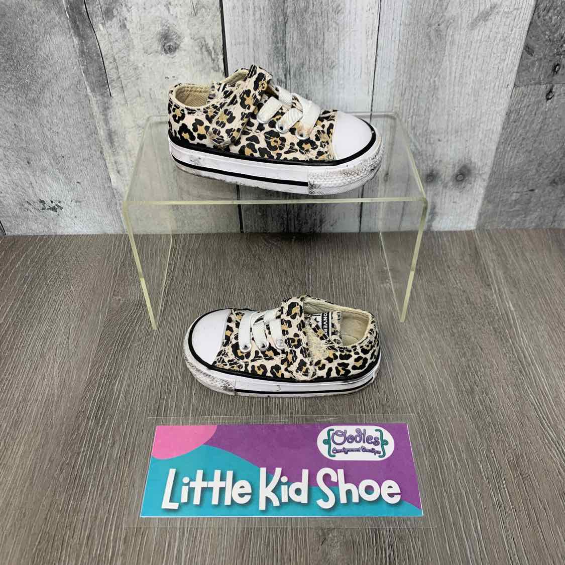 Size 3 Tan Animal Print Converse Sneakers - OodlesCB