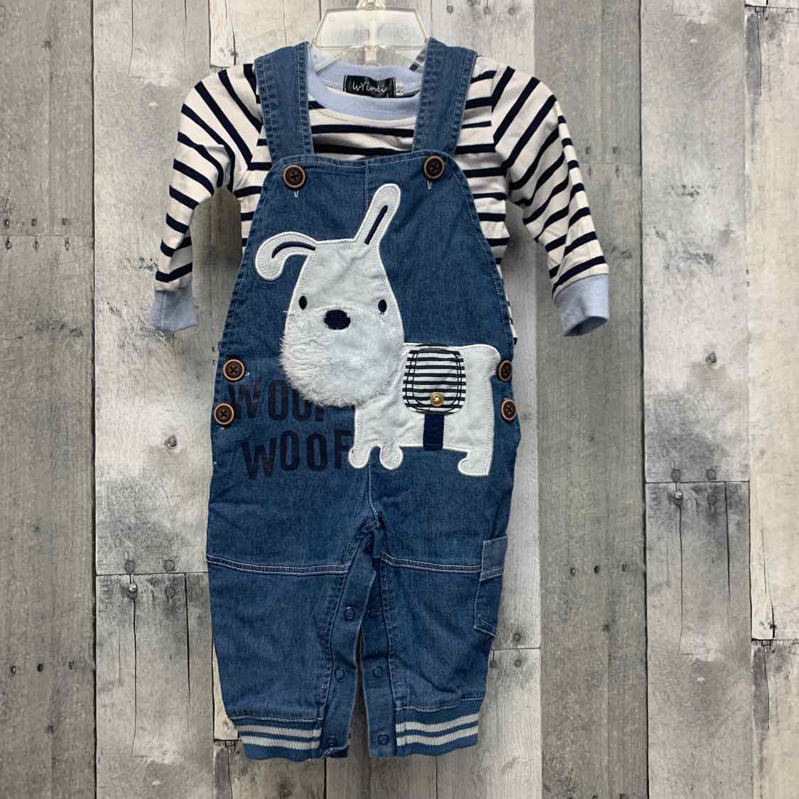 Size 12 Months Navy Striped B Brand Shirt/Pants