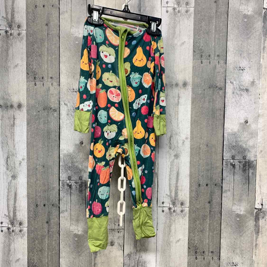 Size 6-12 Months Green Print Bamboo Footy PJs