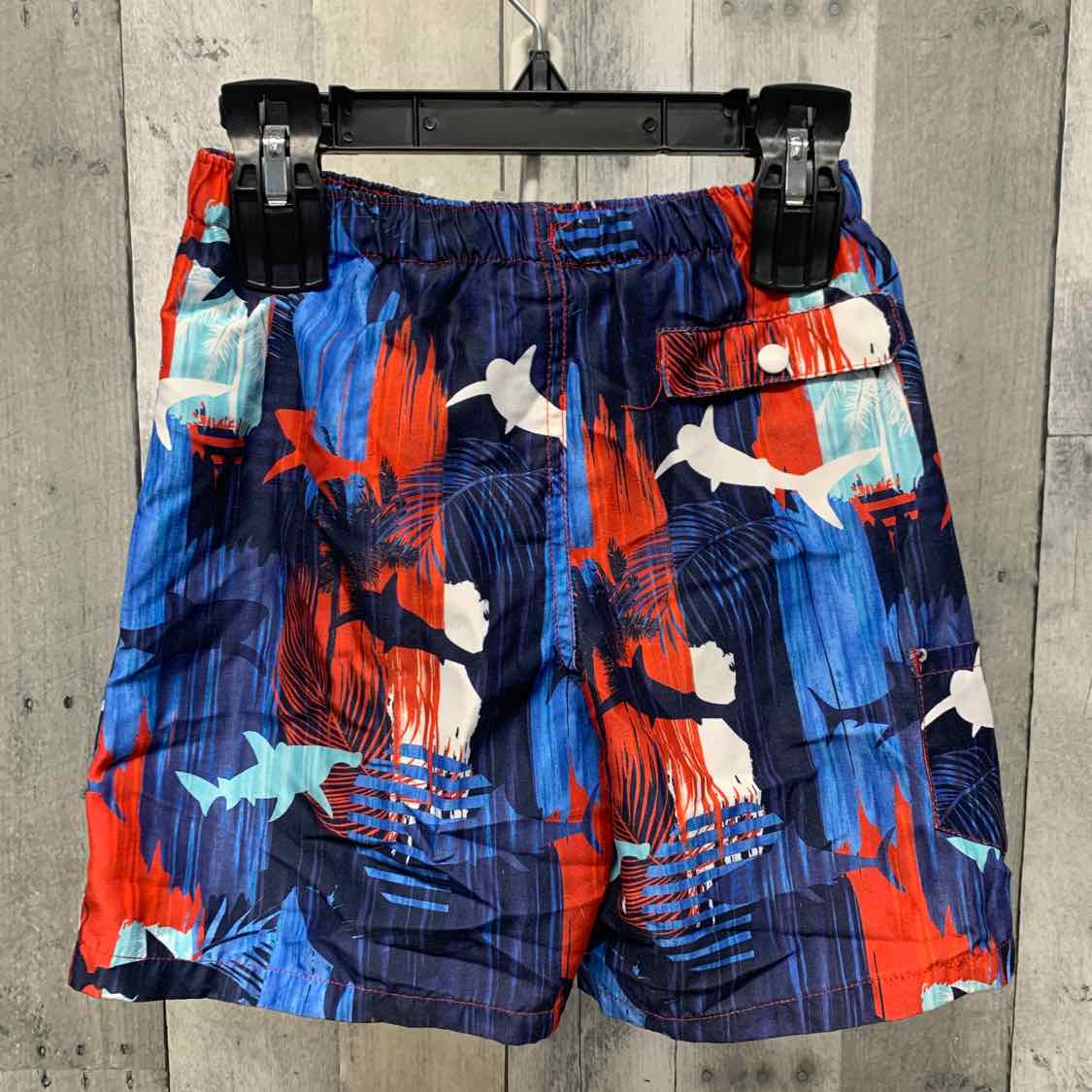 Size 6/7 Red/White/Blue Reel Legends Swim Trunks - OodlesCB