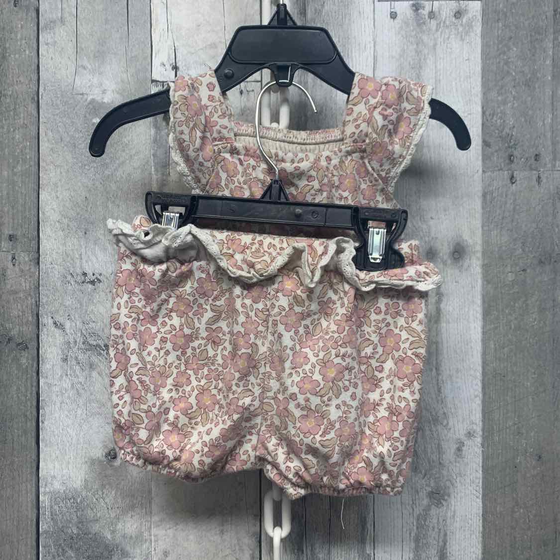 Size 3-6 Months Pink Floral Print Nicole Miller Shirt/Shorts