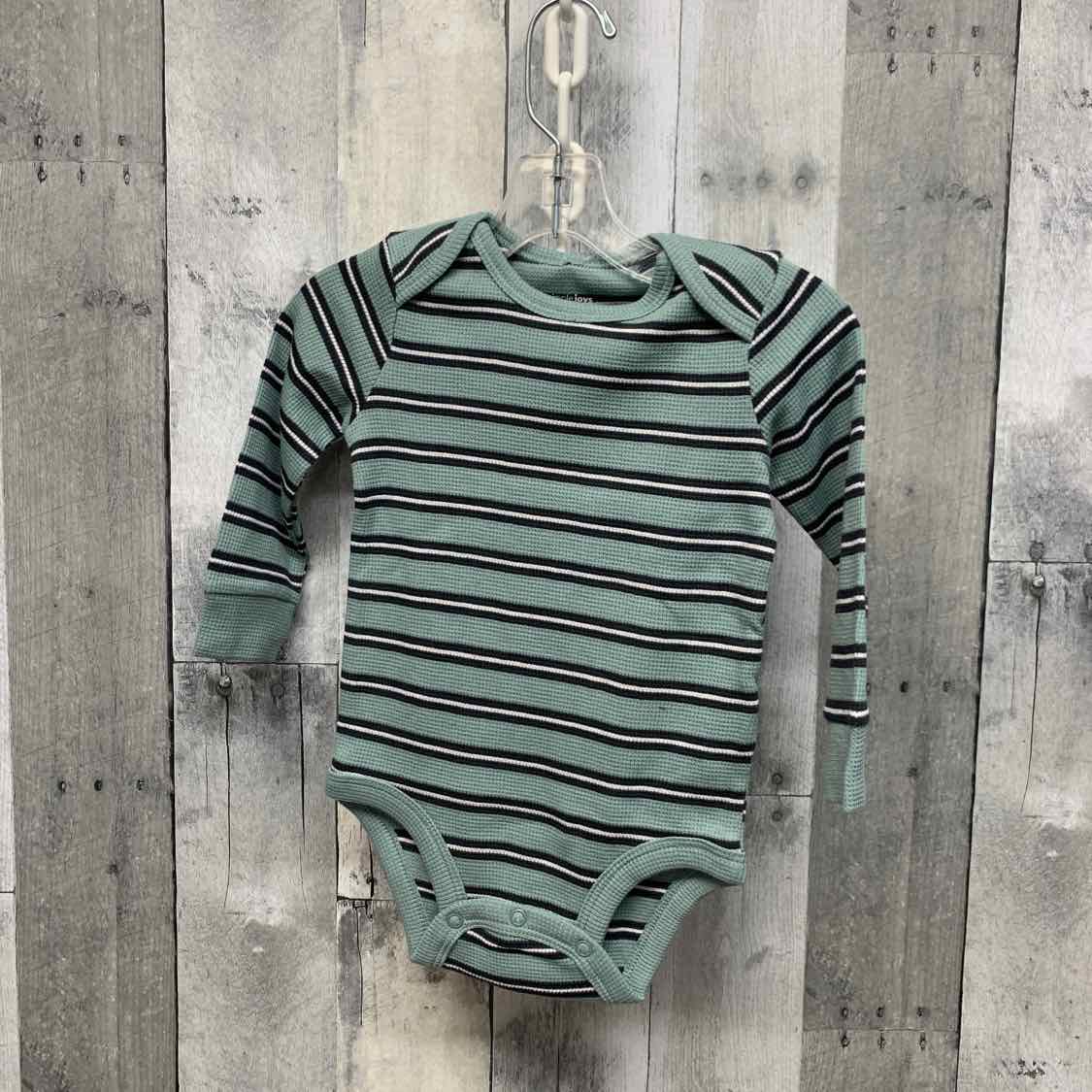 Size 12 Months Green Striped Simple Joys Bodysuit
